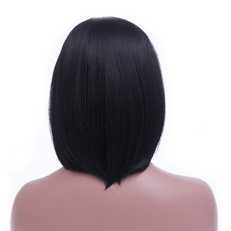Kano Split Black Straight Women's Short Hair Wig
