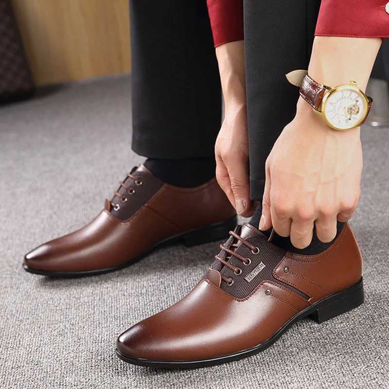 QFFAZ Large Size 38-47 Mens Wedding Shoes Black Brown Oxford Shoes Official Office UK Lace Mens ShoesXJ250319