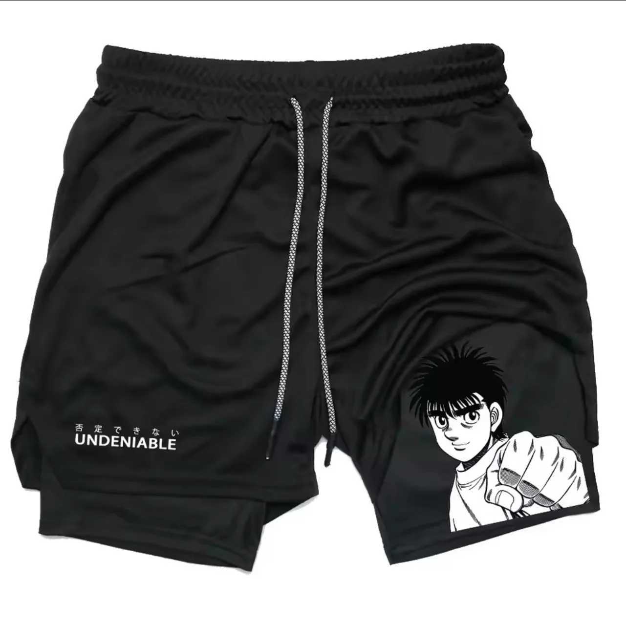 Mens breathable quick drying casual two-piece sports shorts with a casual double layered 2-in-1 fitness running shorts design W250319