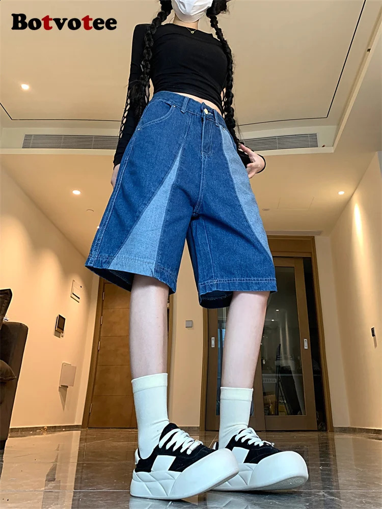 Botvotee Blue Summer Bermuda Womens Jeans Korean Fashion Street Clothing Kayaking Work Denim Shorts 250317