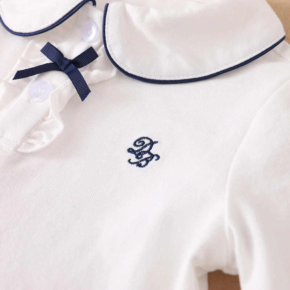 Girls Shirt 2025 Childrens Baby Cute Long-sleeved Top Young Girls Cotton Embroidery Shirt 250319