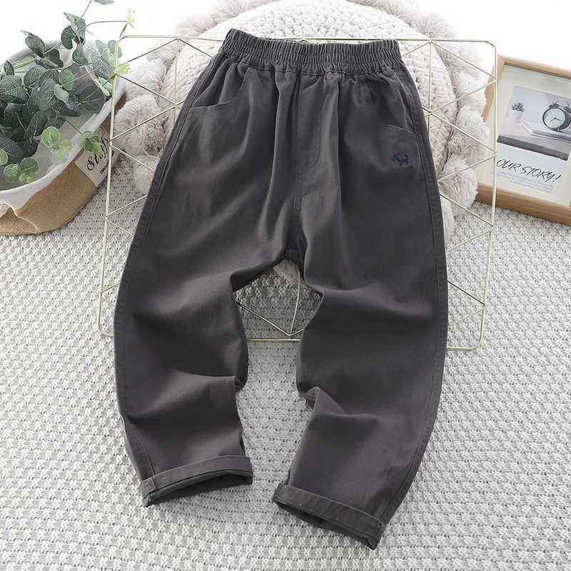 Boys Straight-Leg Pants 2024 Spring/Autumn New Kids Trousers Woven Trench Casual Pants Korean Style Mid/Large Childrens TrouserT250318