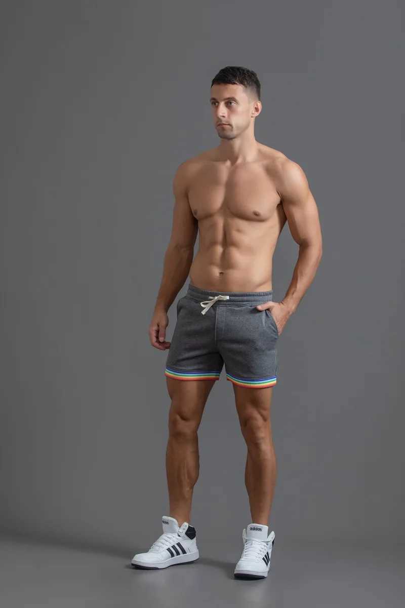 Summer Cotton Sports Casual Shorts Mens Three-quarter Pants Plus Size Casual Mens Drawstring Pants Rainbow Print W250319
