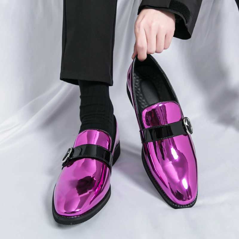 Womens Purple Mens Formal Shoes Plus Size 48 Designer Bright Patent Leather Shoes for Men Party Dress Wedding Shoes Man OxfordXJ250319