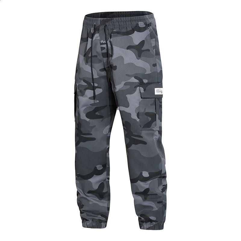 Spring and summer mens work pants camouflage pocket elastic waist large weight loss closed sports 250319