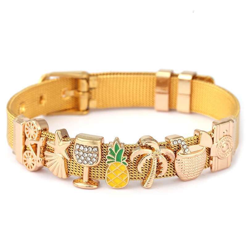 10mm New Trendy Summer Beach Beads Charm Bracelets DIY Mesh Keeper Bracelets Pulseras Mujer For Women Men Fashion Jewelry Gift