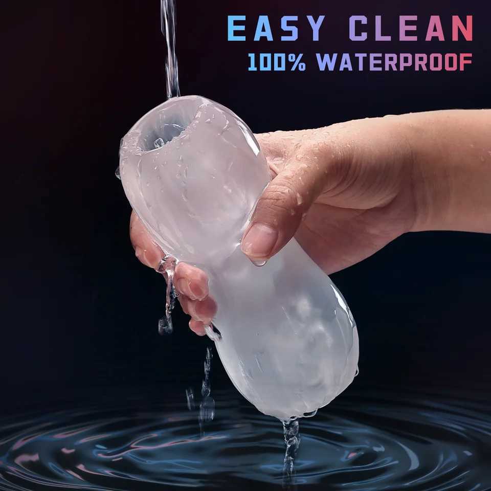 Handheld transparent masseur real vaginal oral sex deep throat stimulator mens Dick Glans coach masseur sex toyXJ250319