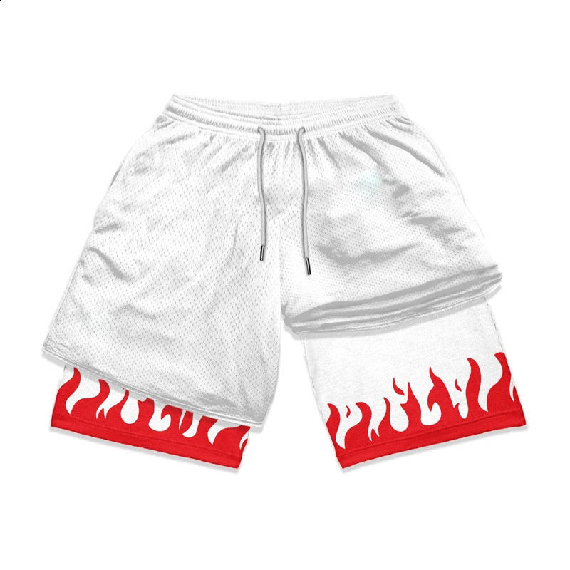 Stylish 2 in 1 Workout Running Shorts for Men Gym Athletic Quick Dry Shorts with Liner Summer Casual Print Shorts with Pockets 250317