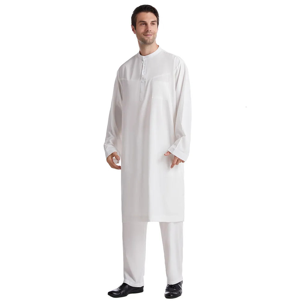 Mens Jubba Thobe Muslim two-piece set suitable for men Pakistan Dubai Saudi Arabia Abaya prayer Islamic clothing worship set Arab Ramadan 250318