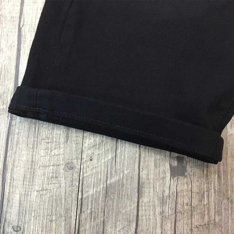 2024 New Summer Fashion Denim Shorts Mens Slim Straight American Street Trend Casual All-Match Cropped Pants W250319