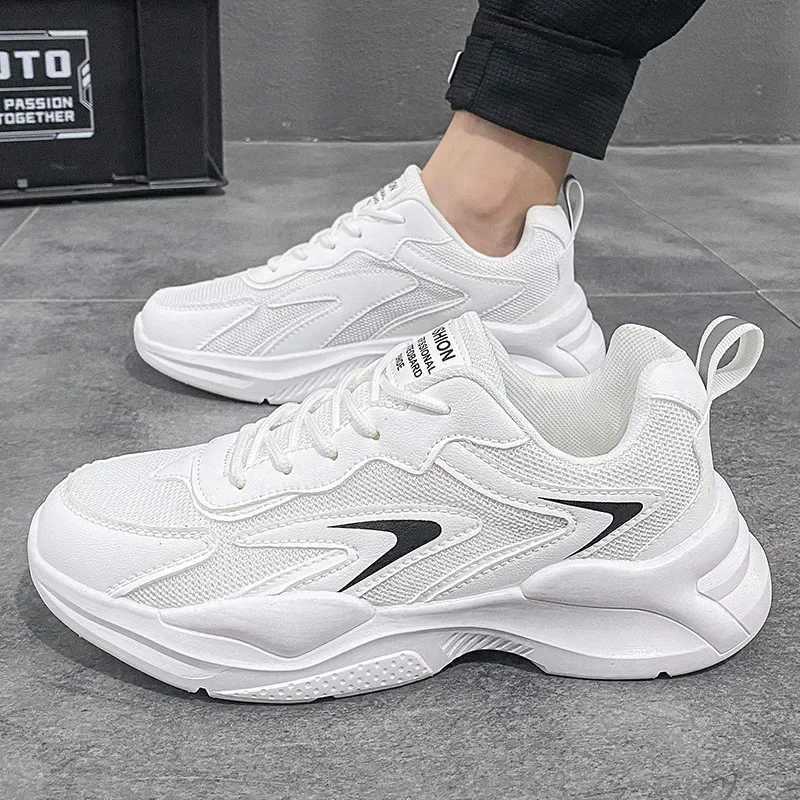 Mens Sneakers 2024 Spring New Mesh Breathable Running Sport Shoes Light Soft Thick Sole Hole Man Casual Shoes Athletic Sneakers Z250319