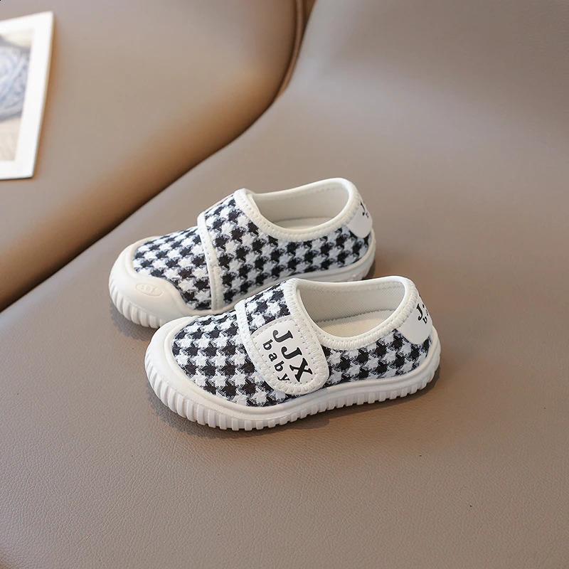 Autumn Children Canvas Shoes Plaid Breathable Leisure Kids Casual Shoe Flat Rubber Sole Toddler Unixsex Daily Boys Girl Shoe 250319