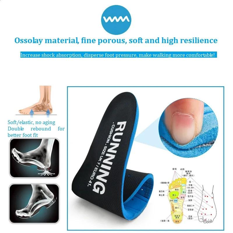 Shock Absorbing Insoles For Shoes Sole Mesh Deodorant Breathable Cushion Running Insoles For Feet Man Women Orthopedic Insoles 250319