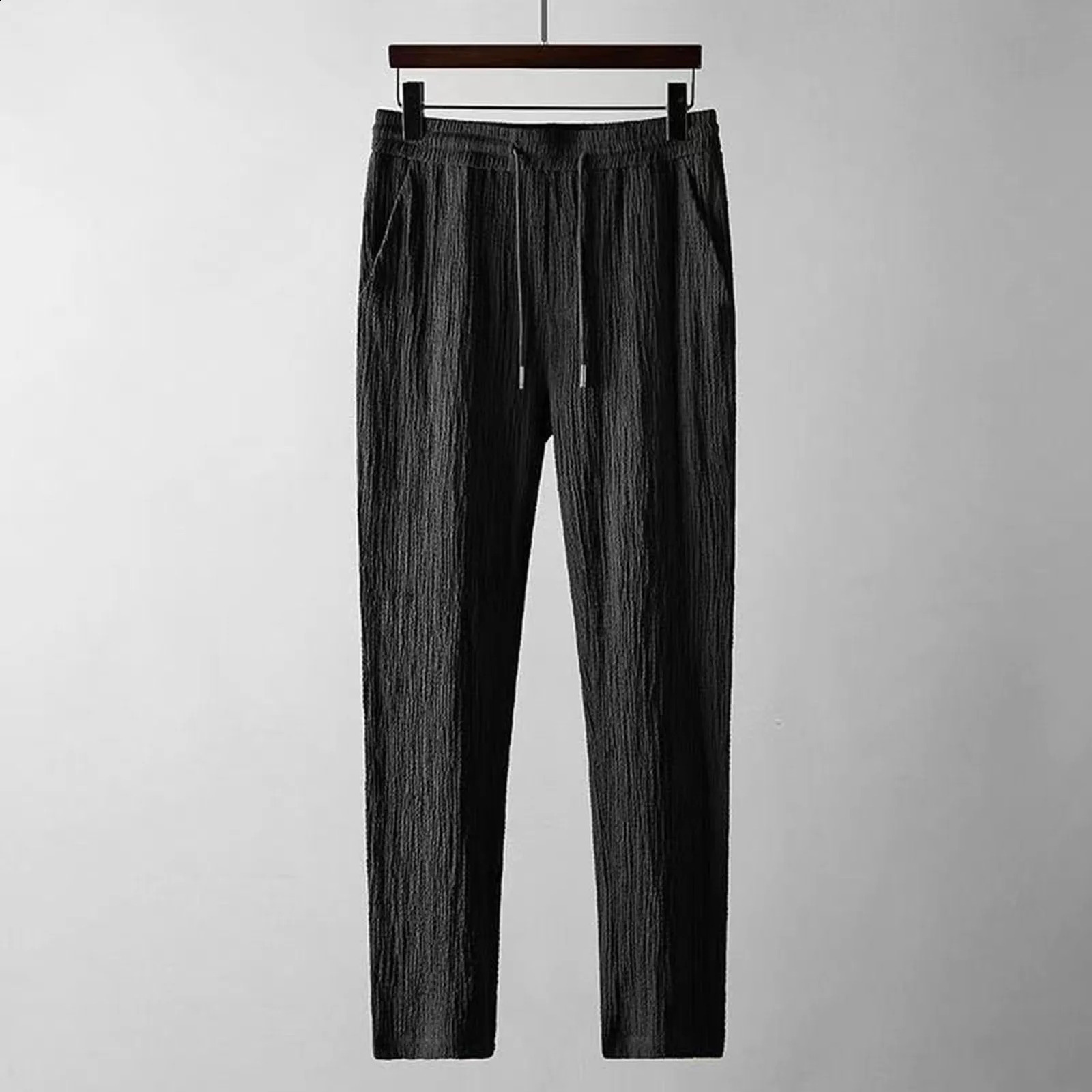 2-piece/set mens top set collar elastic waistband pleated shirt mens pants set short sleeved drawstring pants set 250314