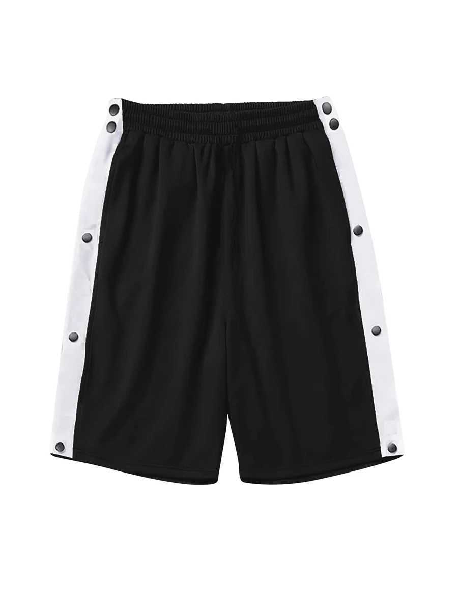 Mens casual 2023 summer shorts patch work elastic waist loose shorts side button side pocket short S-3XL W250319