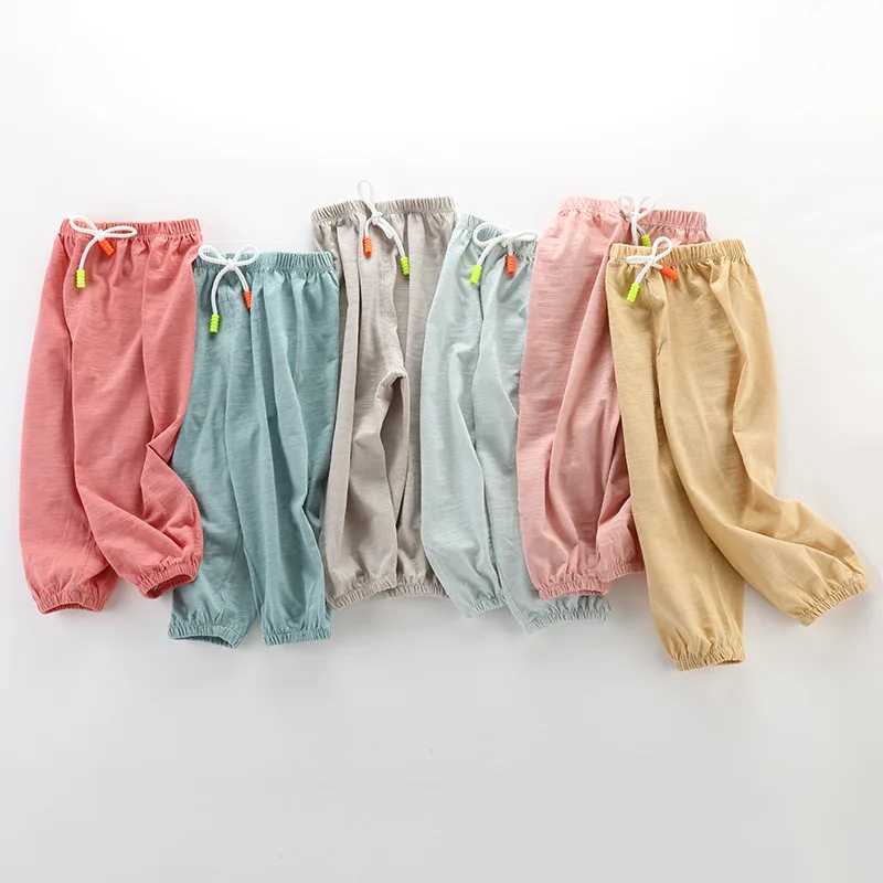 Leisure childrens mosquito net harem pants summer thin baby boys and girls soft loose cotton pants solid color Trouser childrens clothing 0-5 YT250318
