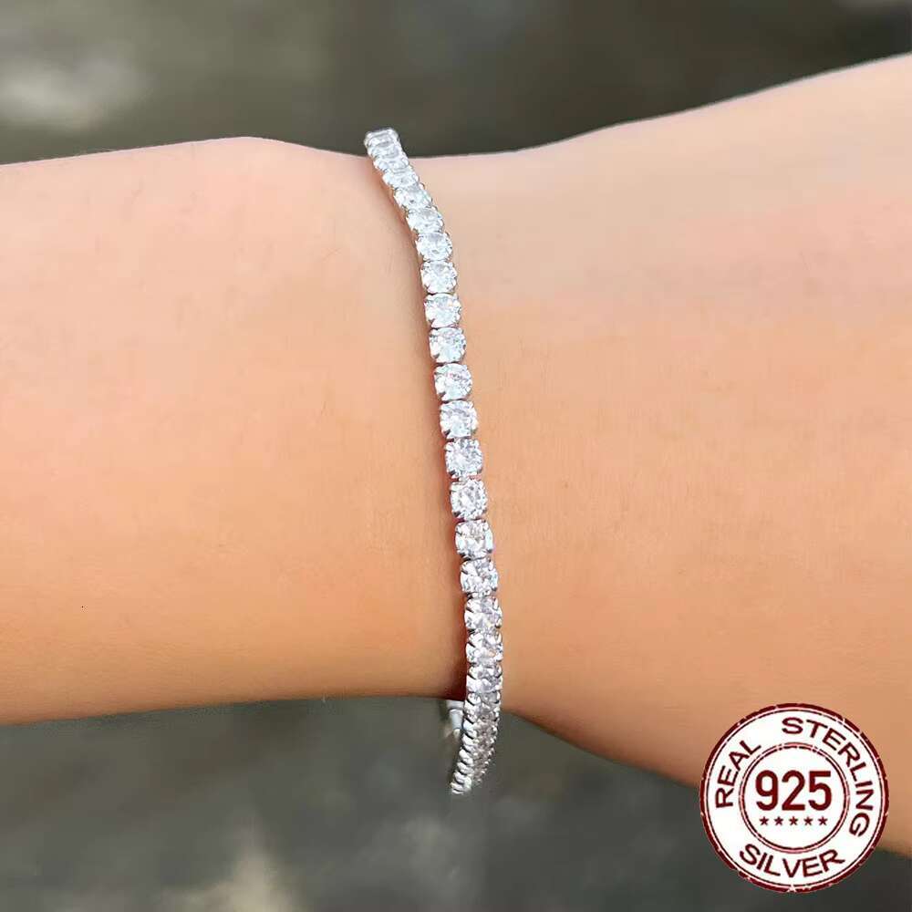Fashion chain tennis 3mm straight pull adjustable pure sier bracelet for women