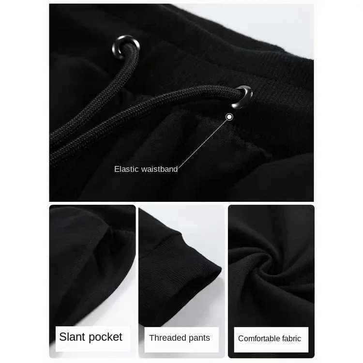 Mens Cotton Casual Pants Thickened Drawstring Sweatpants Loose Plus Size and Ankle Pants Black Gray Pants Sweatpants Casual X250319