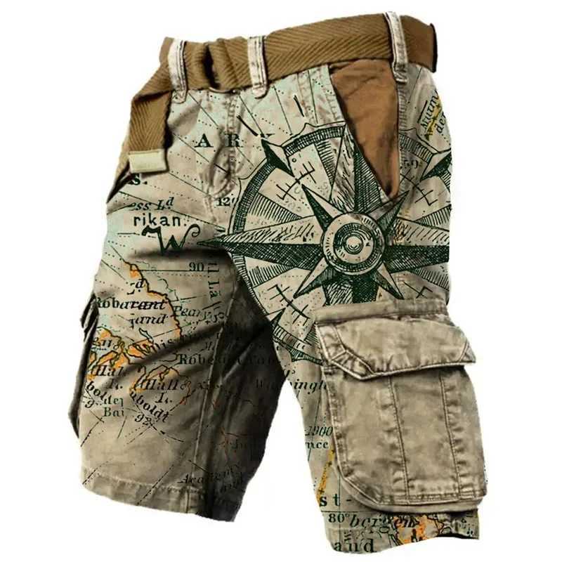 New mens 3D digital jeans trend sports street running shorts outdoor casual denim shorts military pants field training W250319