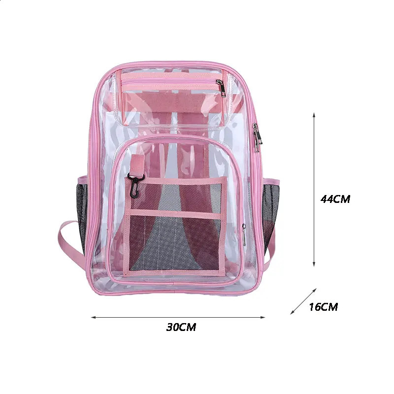 Backpack Waterproof Transparent School Bag Girl Large Capacity Backpack Solid Clear Backpack Men Fashion Transparent Plastic Bag 250314