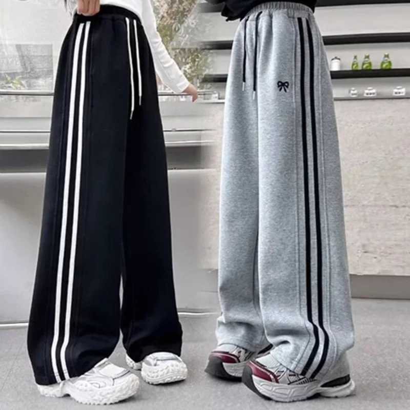 Girl Sports Pants Teenager Spring Wide-leg Casual Trousers 2025 New Childrens Straight Loose Pants Kids Autumn ClothingT250318