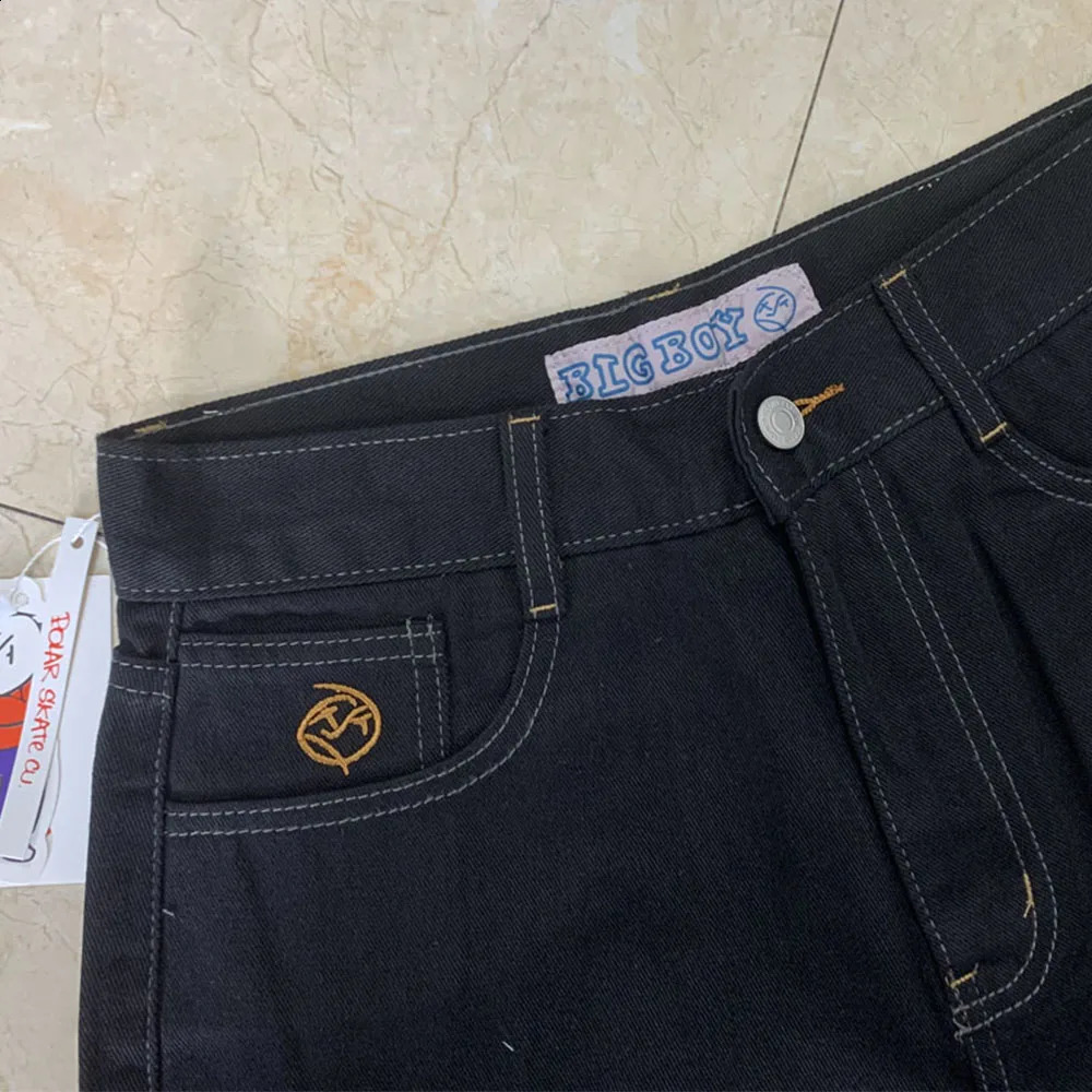 Polar Big Boy ed Jeans Y2K Pants Streetwear Gothic Cartoon Blue Pocket Retro Punk Rock High Waist Denim Trousers 250317