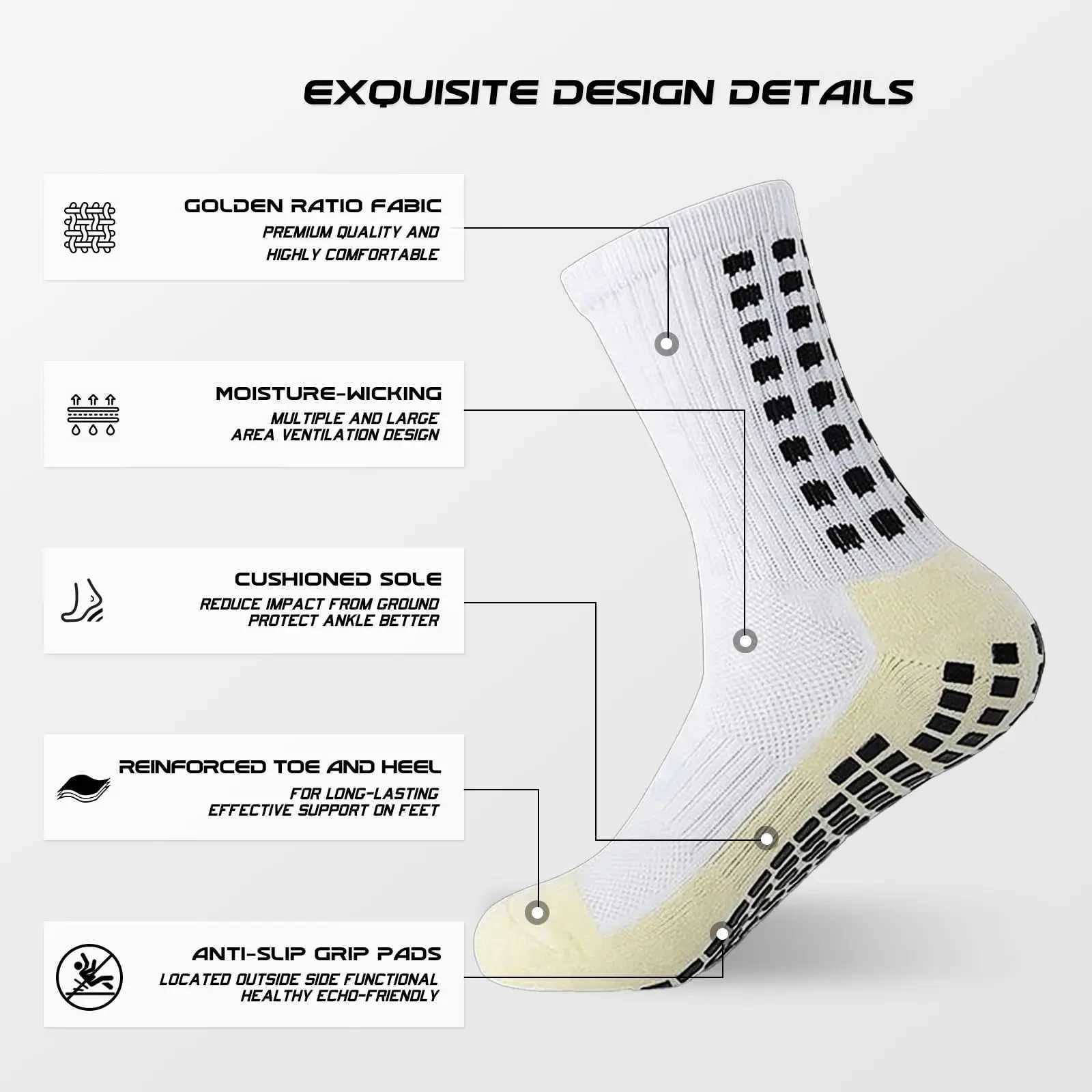 4 pairs of breathable silicone anti slip socks socks mens mid calf basketball yoga socks X250319
