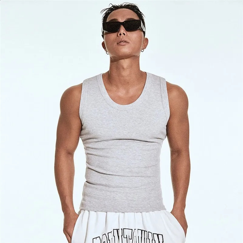 Mens vest solid color Breathable quick drying elastic sports vest men sleeveless undershirt fitness training running tank top 250319