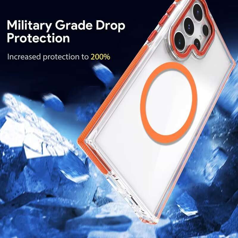 Original Clear Mobile Phone Case for Samsung S22 S24 S25 Ultra S23 Plus Magnetic Wireless Charging Transparent Protective Cover