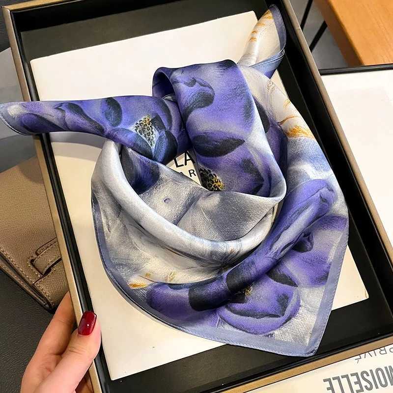 53cm Warm Square 100% Silk Scarf Foard Bandana Womens Hairband Flower Scarf Red Collar Spring New Pocket Tie X250319