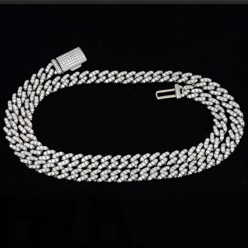 Hip Hop 925 Silver Iced Chain VVS Moissanite 18K Gold Plated Jewelry Fine Fashion Cuban Necklaces Ready to Ship