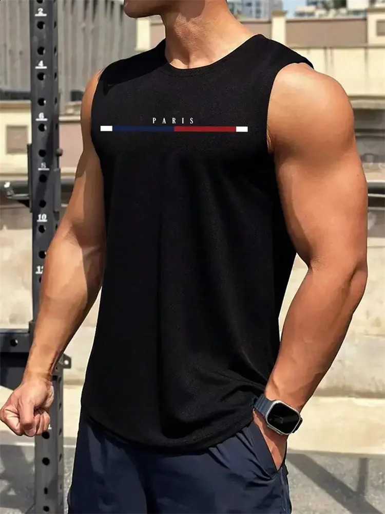 Summer Trend Mens Pull-Over Crew Neck Vest Mesh Fitness Breathable Vest Blazer Mens Quick Drying Sweat Absorption T-Shirt 250319