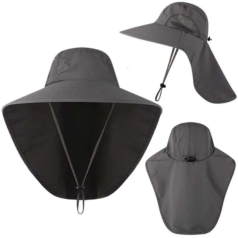 Fishing Wide Brim Bucket With Neck Cover Quick Dry Outdoor Sports Jungle Hiking Hat Men Fishermen Sun Protected Cap