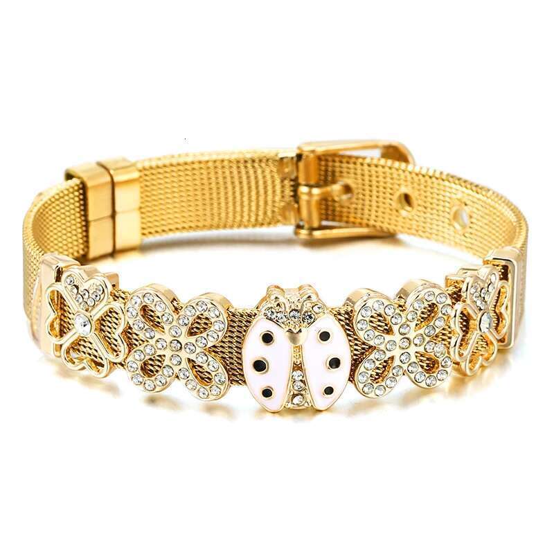 New Fashion 10mm Crystal Beads Stainless Steel Mesh Bracelets DIY Charm Keeper Bracelets Bangle For Women Fashion Jewelry Gift