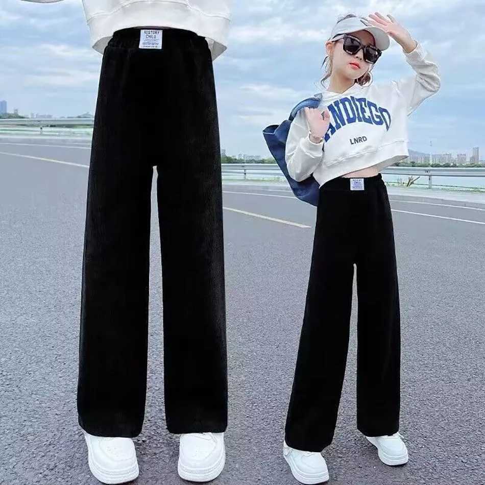Girls Wide Leg Pants New Spring/Summer Trend Childrens Cowboy Casual Straight Leg Pants Girls Trend Weight Loss PantsT250318