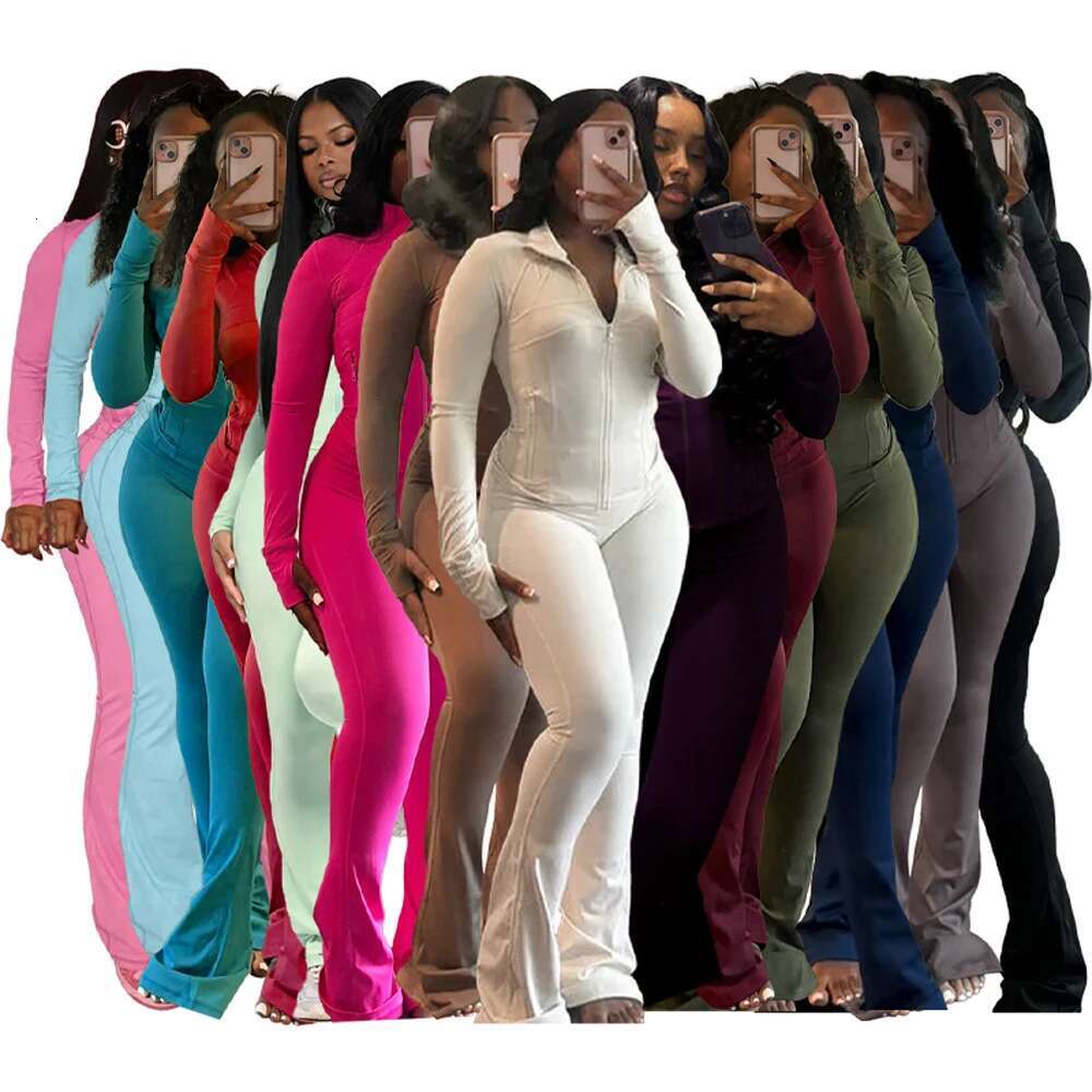 Fall 2024 Women Clothes Two Flared Pants Tracksuits Casual Gym Active Wear 2 Piece Set Lounge Womens Matching Sets