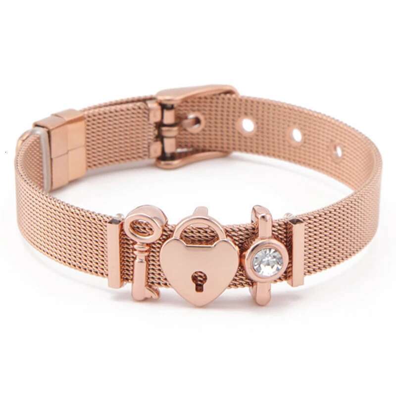 Fashion Stainless Steel Mesh Bracelets Original Lock Key Beads Buckle Keeper Bracelets For Women Men Friend Jewelry Gift