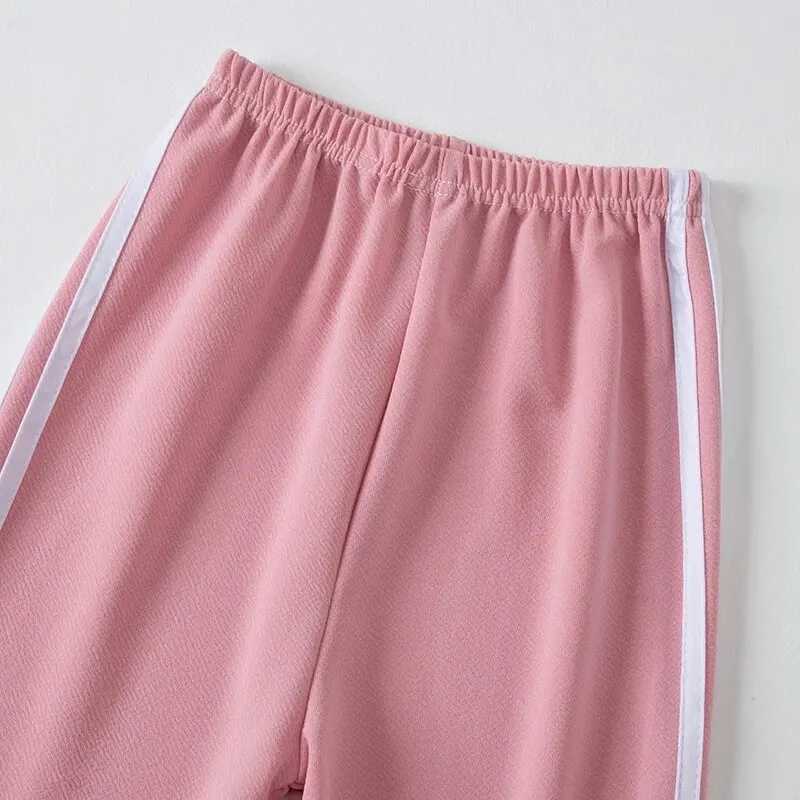 Pink Pants for Children in Summer Girls Are Comfortable Handsome and Versatile Wide-leg Pants.T250318