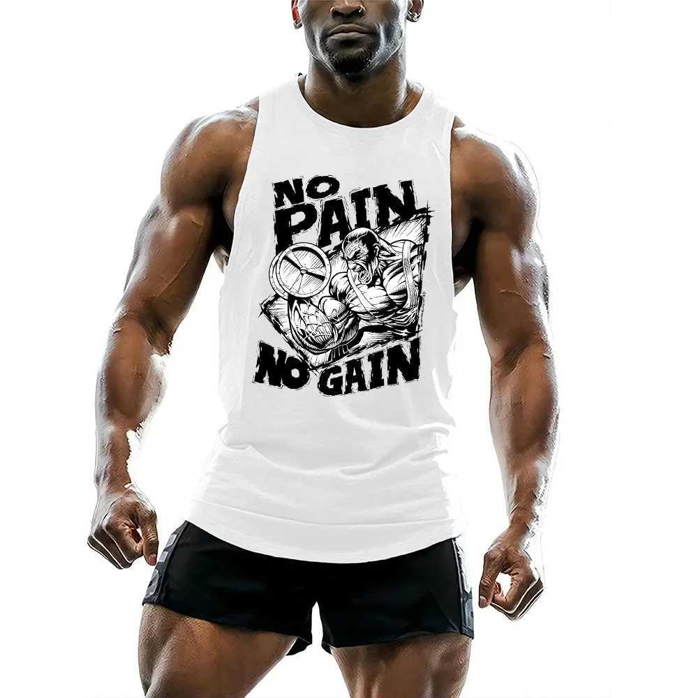 Four Seasons Outdoor Running Fitness Vest Mens Gym 2D Printed Pattern Top Cream Sports Sleepless Mens Quick Drying VestT250318