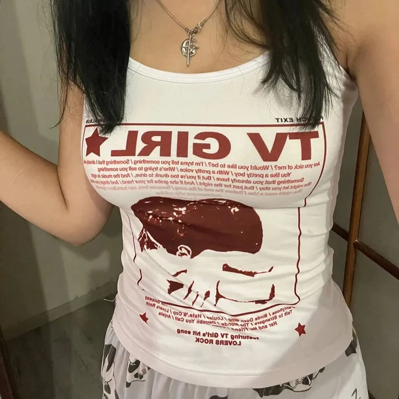 Trashy y2k 2000s vintage tight corset vest top baby Tshirt punk female aesthetic graphic printing Grunge Emo girl crop 250319