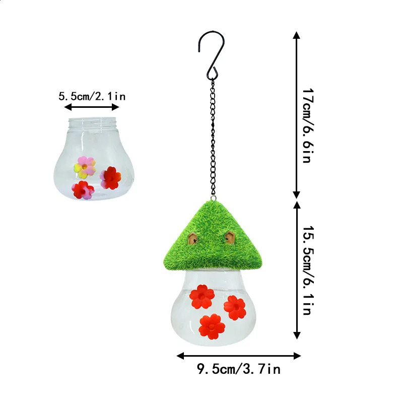Hummingbird Feeder Outdoor Portable Hanging Tie Dyed Silicone Flower Courtyard Fun Decoration Mushroom Shaped 250318