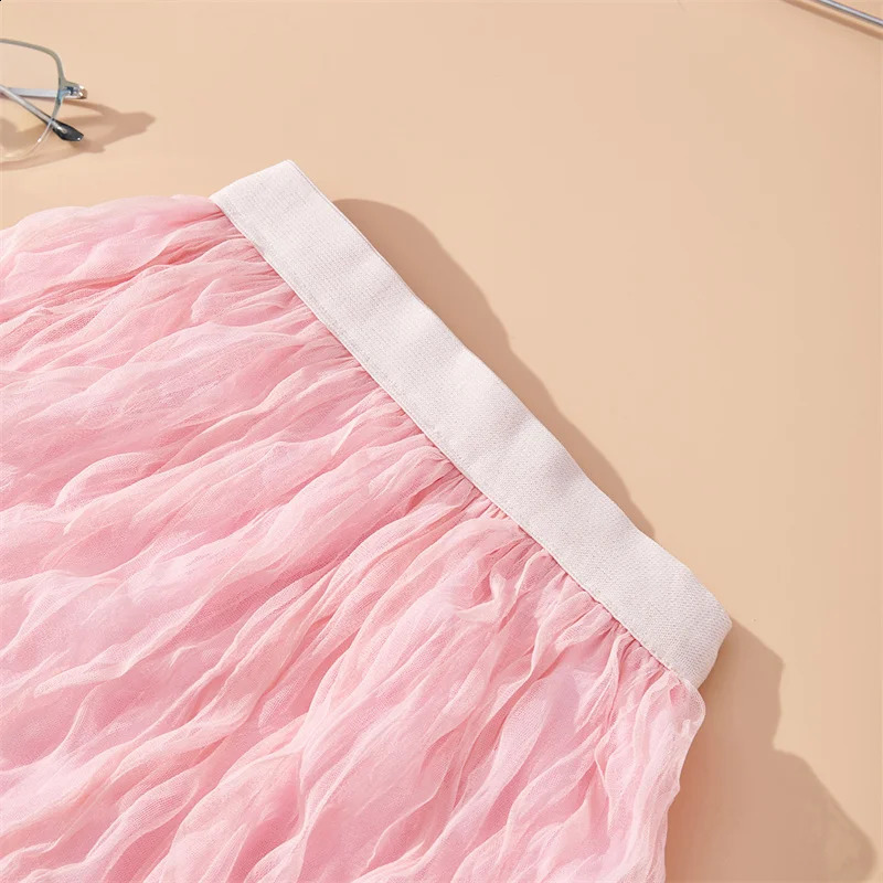 Girls Ruched Waves Skirt For Children Sweet Long Skirt Childrens Wear Causal Petty Femme Lovely Girls Clothing 250319