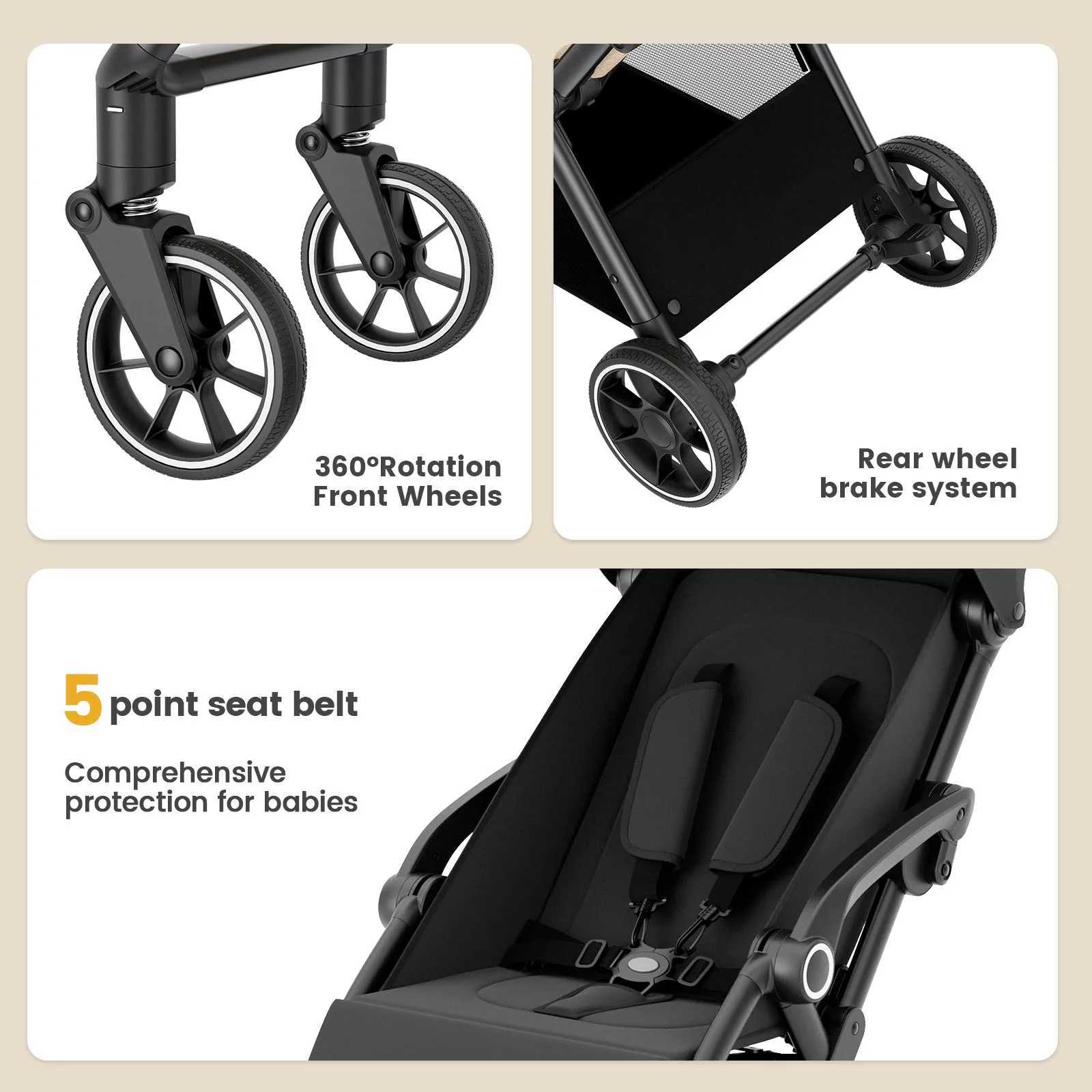 Standard stroller seat foldable portable newborn stroller luxury stroller set toddler 360 swing seat Z250319