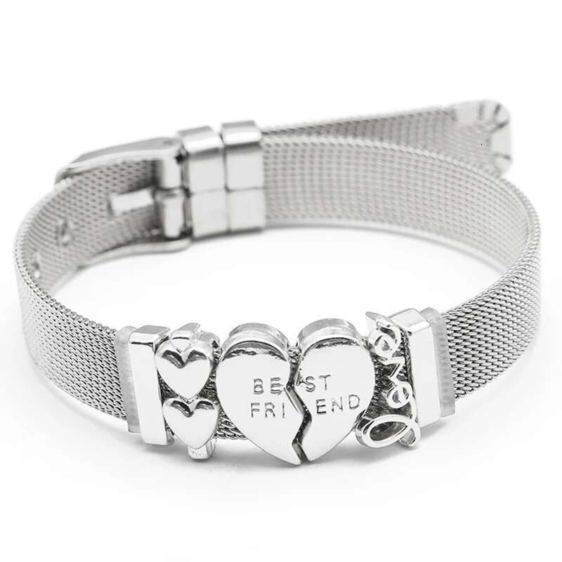 10mm Best Friend Love Beads Stainless Steel Mesh Bracelets DIY Charm Keeper Bracelets Bangle For Women Friend Men Jewelry Gift