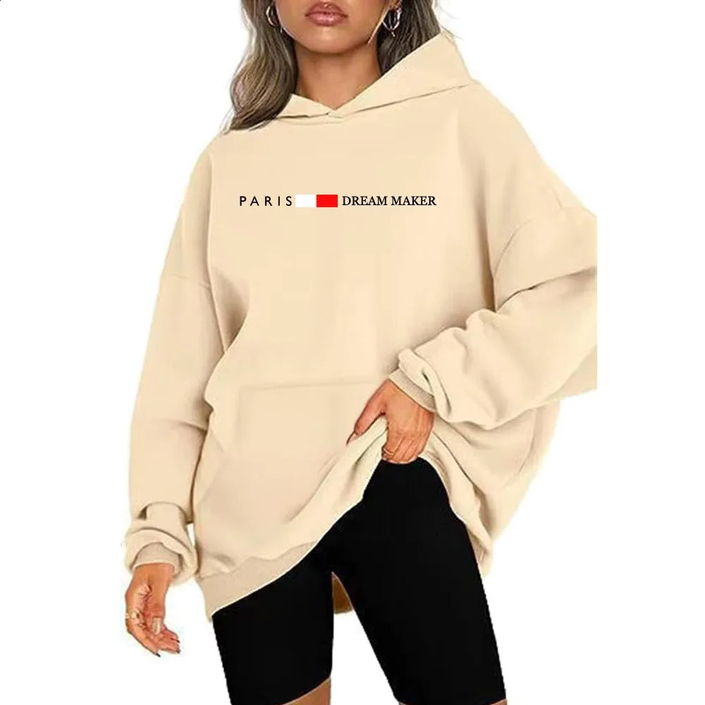 Womens collar super large hoodie pocket fashion trend streetwear classic style lining sportswear 250318