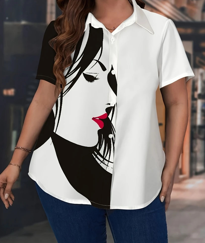 Elegant plus size womens shirt fashionable warm casual 250319
