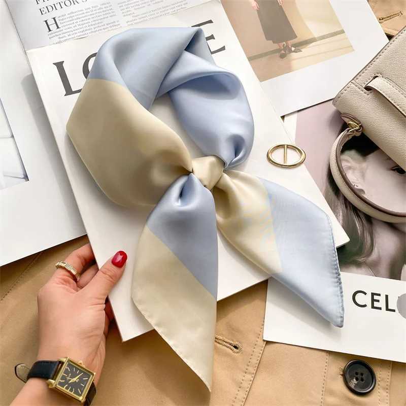 Fashion Flower Print Satin Square Silk Scarf for Wen Hand Bag Wrist Wraps Lady Scarves Shawl Design Neckerchief Foard X250319