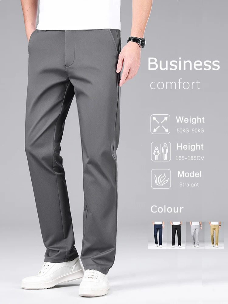Loose Casual Mens Pants Fashion Straight Comfortable Business Solid Color Classic Male Work Trousers 250311