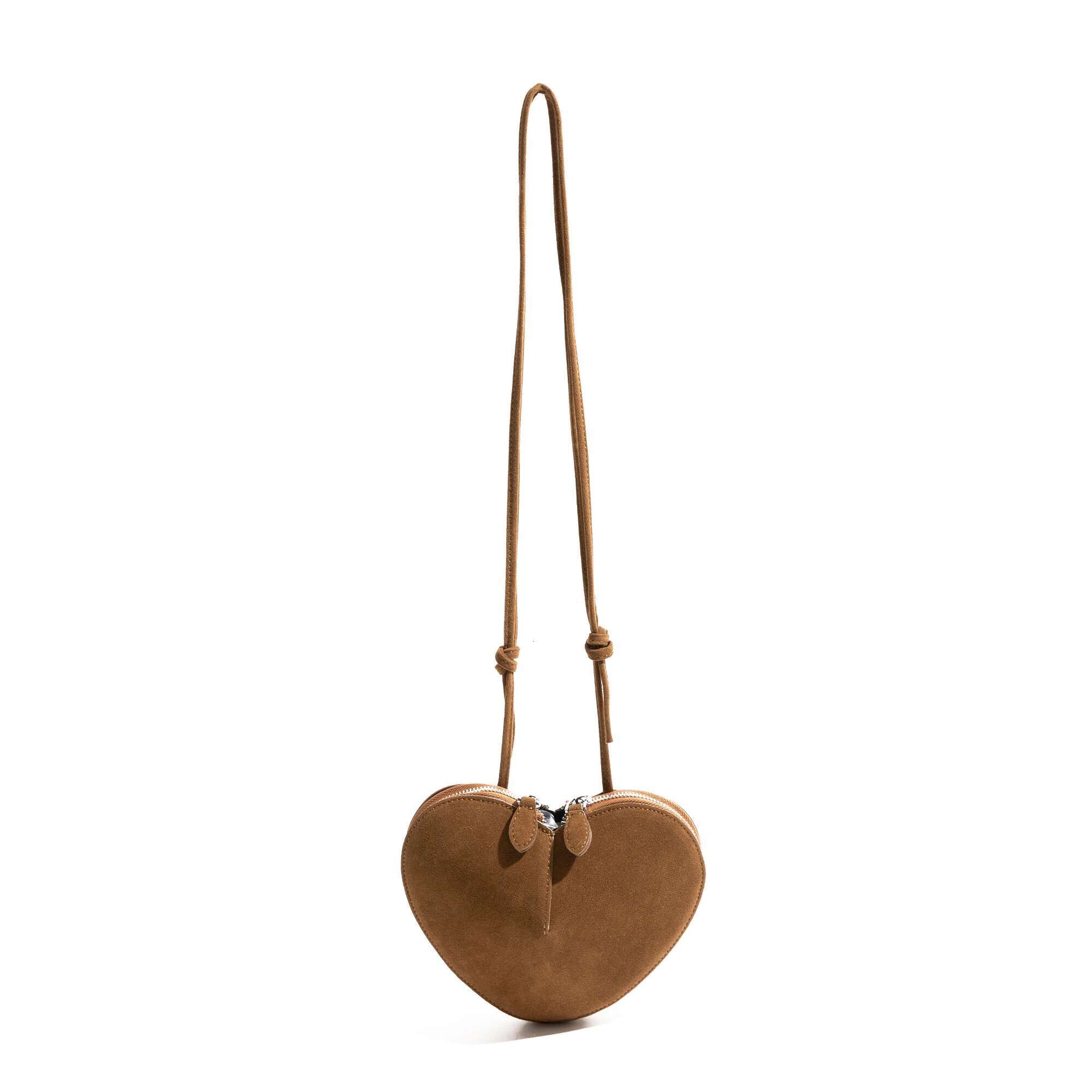 MABULA Faux Suede Vintage Heart Shape Crossbody Bohemian Fashion Design Purse For Woman Simple Casual Phone Bag