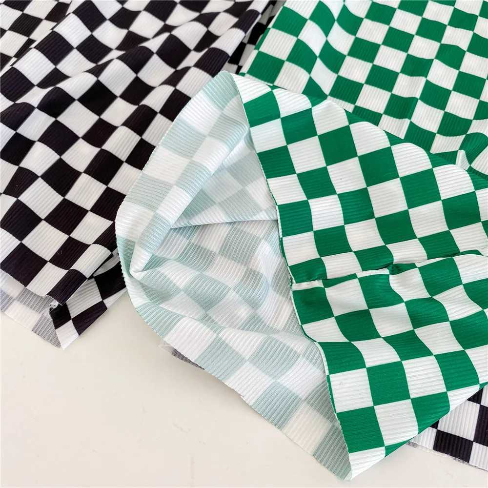 Childrens wide leg pants Korean childrens clothing summer checkered pants cool pants suitable for boys and girlsT250318